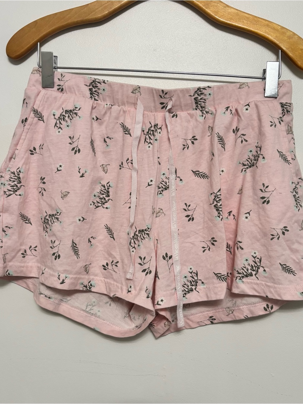 La Vie En Rose Pink Floral Drawstring Lounge Shorts Size Medium